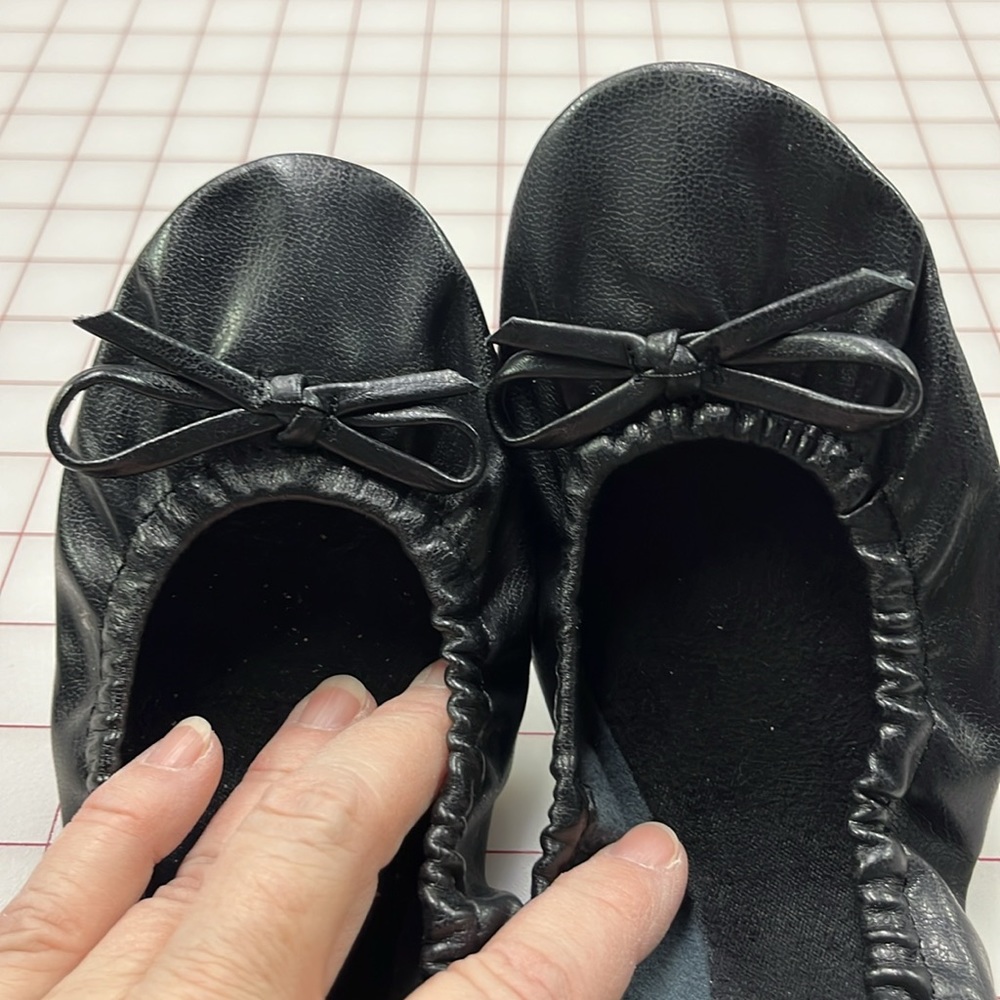 SIDEKICKS Party/Wedding Guest Vegan Foldable Black Ballet Flats w/ Pouch L 7-8